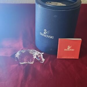 Vintage SWAROVSKI Austria Crystal Rhino Figurine 622041 Retired w/ Original Box